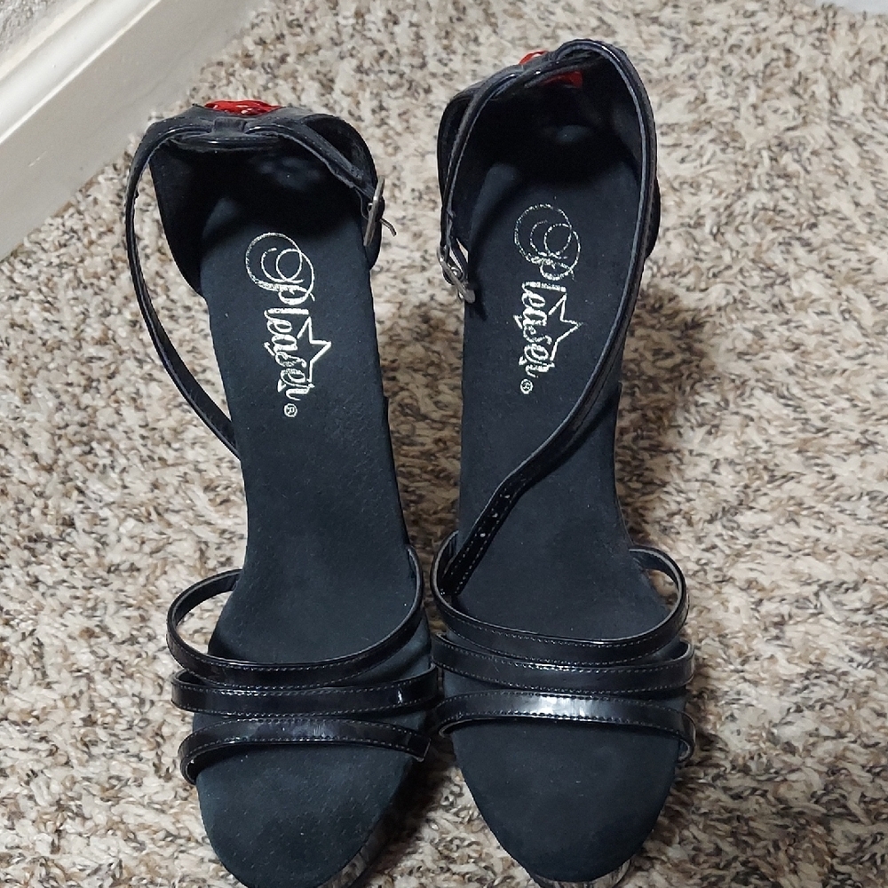 Pleaser Black And Red Strappy Heels View 2